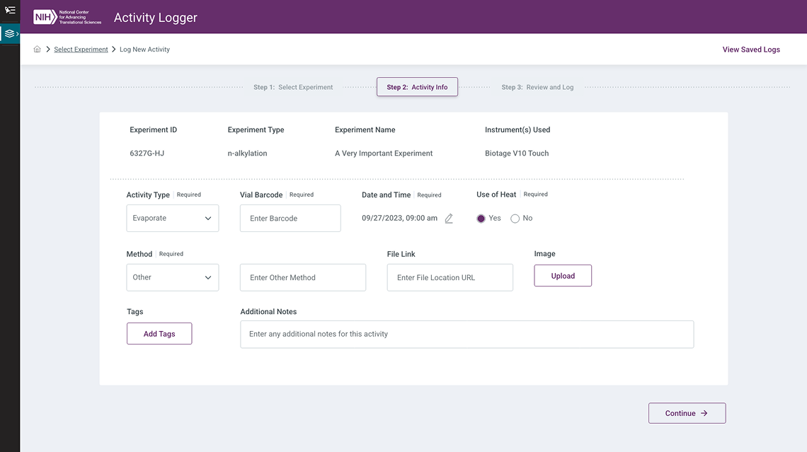 Activity Logger screen 02
