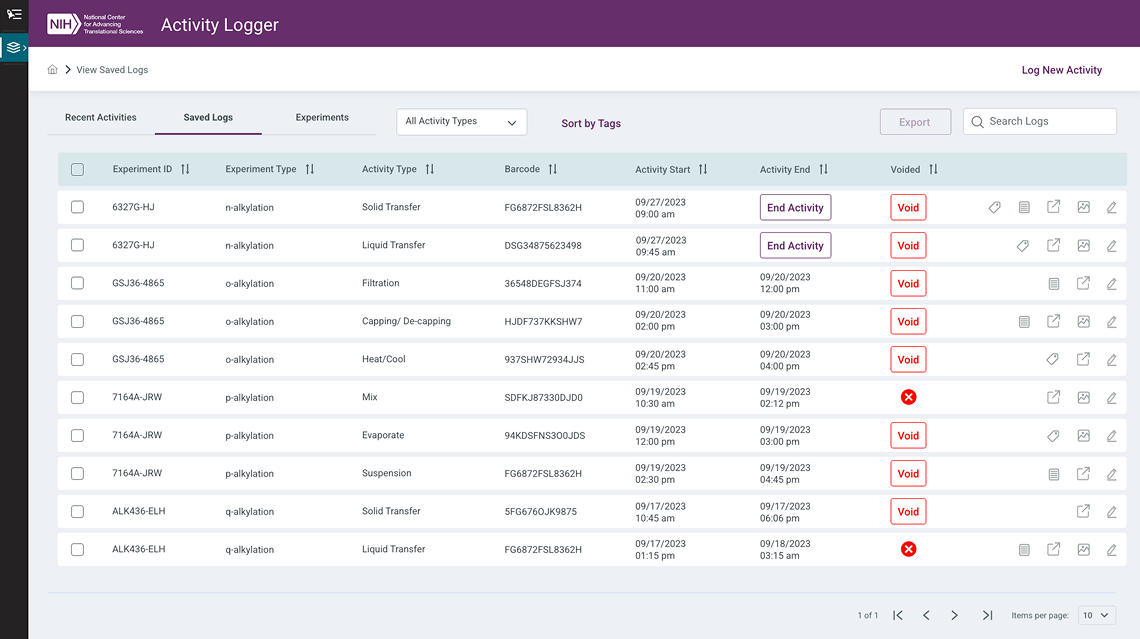 Activity Logger screen 04