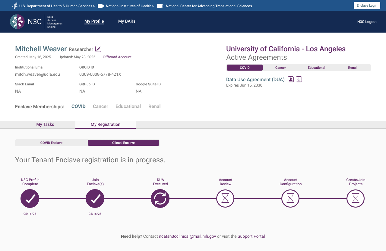 Tenant Enclave registration in progress