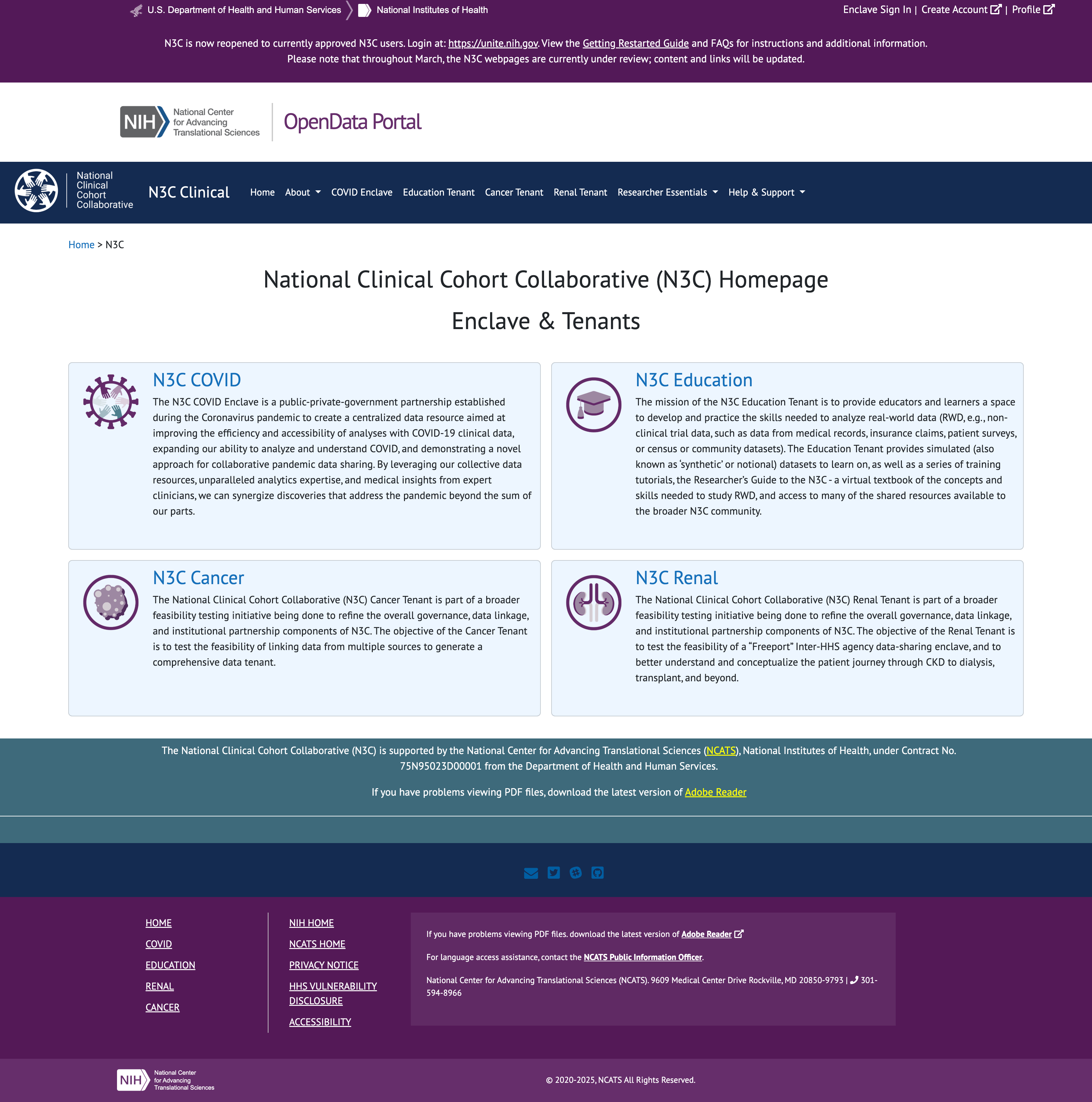 Existing N3C landing page