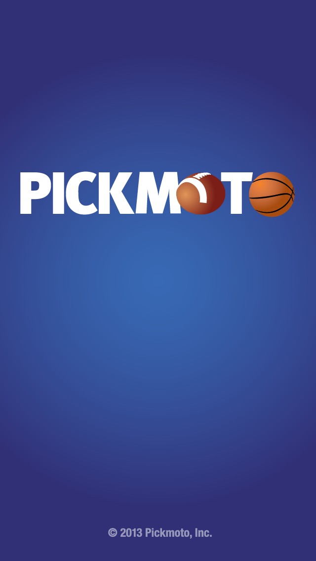 Pickmoto 3.0 concept — splash with the unified football-and-basketball logo, 2013