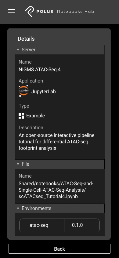 Notebooks Hub — mobile, detail view