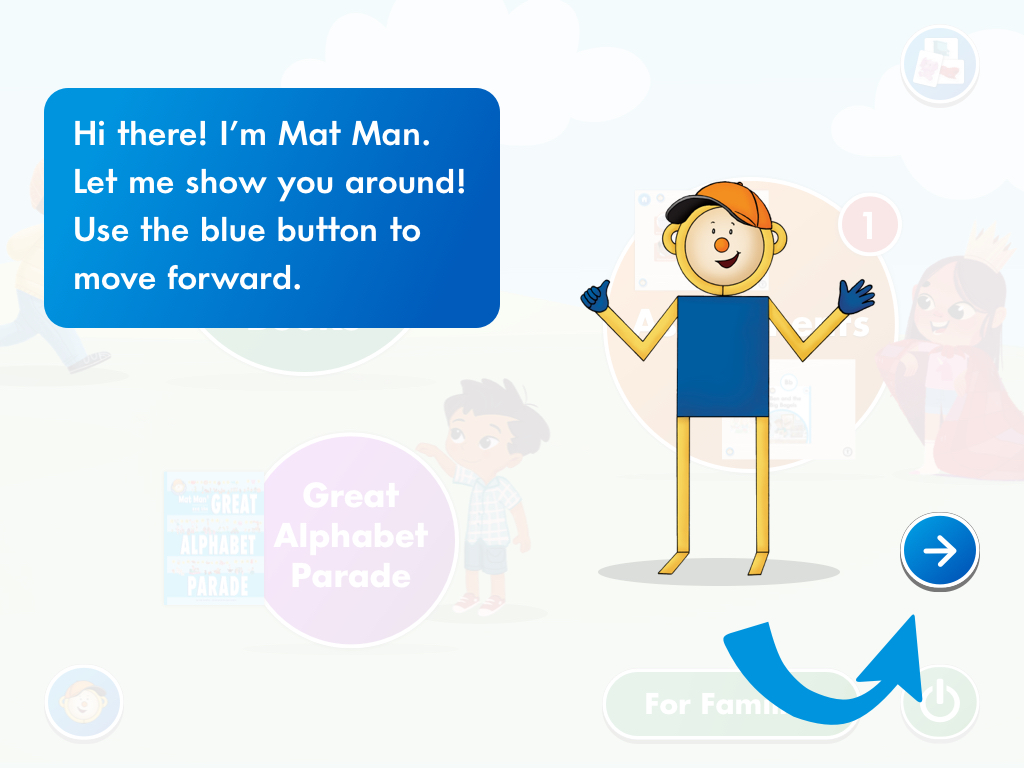 MMAZ tutorial — Mat Man shows his persistent help button location