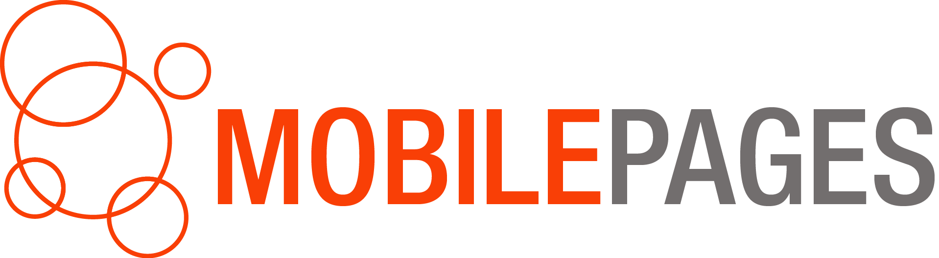 MobilePages — the bolder rebrand: outlined bubbles and a heavier orange wordmark
