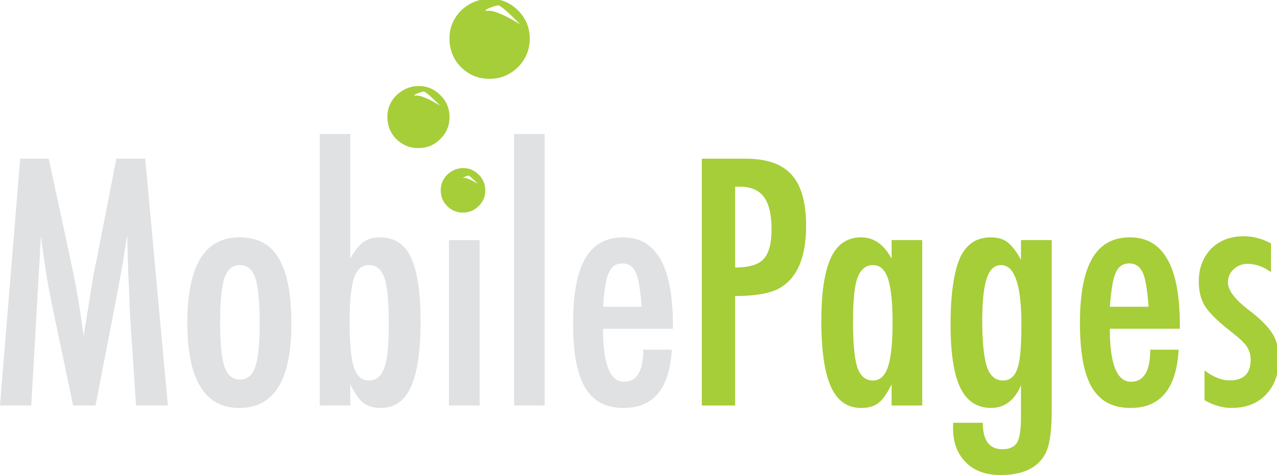 MobilePages — the inherited soft green two-tone wordmark with rising bubbles