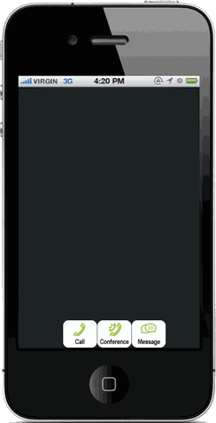 MobilePages — early minimal call concept: Call, Conference, Message