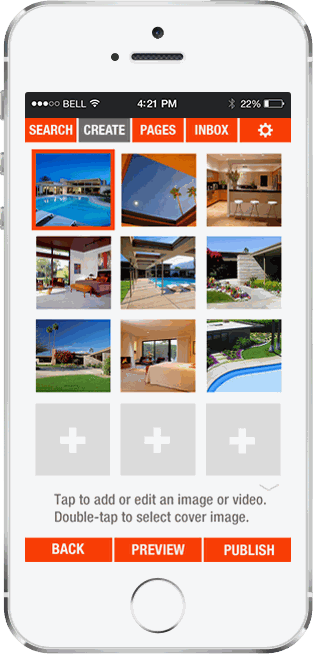 MobilePages create — gallery filled with photos
